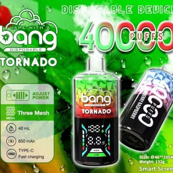 Bang Tornado 40000 大煙霧抛棄式電子煙 LED顯示器