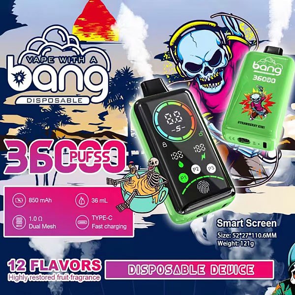 Bang 36K 無涼款抛棄式電子煙 高級指紋調節 一次性