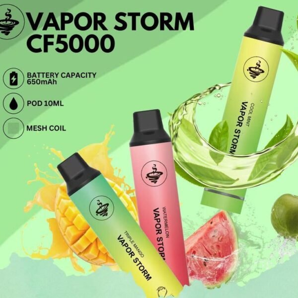 VAPOR STORM 5000口拋棄式電子煙|多口味選擇|大容量煙油|便攜型設計